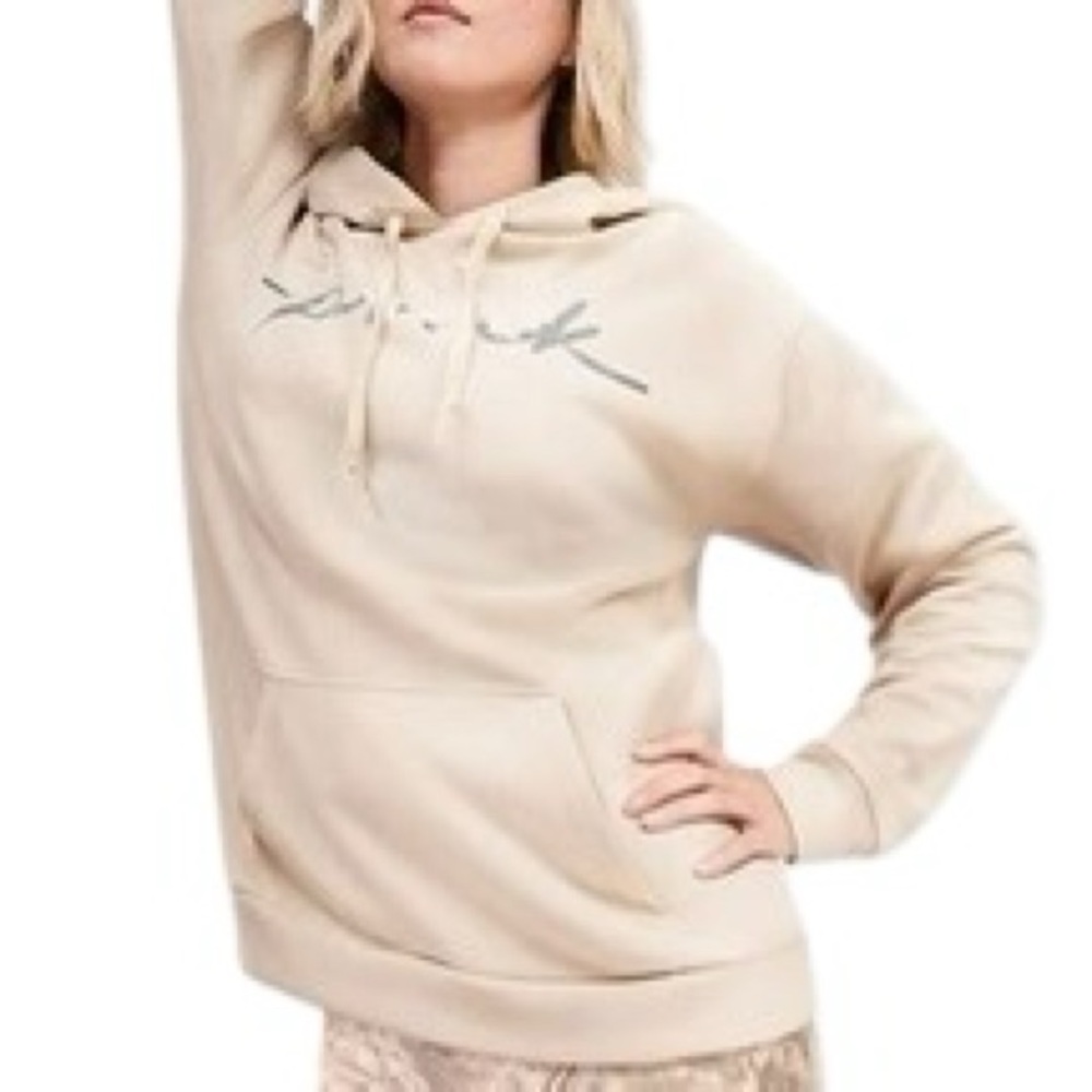 Victoria’s Secret PINK Vanilla Silver Script Logo Everyday Hoodie Sweatshirt XL